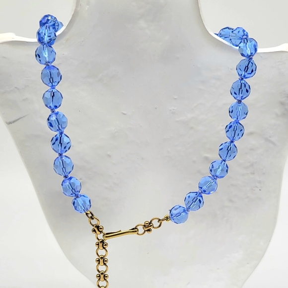 Heidi Daus Aquamarine Swarovski Crystal Art Nouveau Bows + Ribbons Necklace - Picture 8 of 13